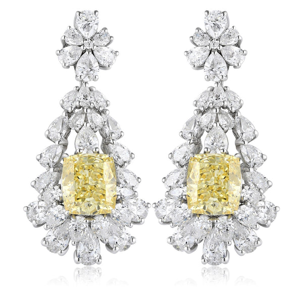 S925 silver imitation yellow and white diamond