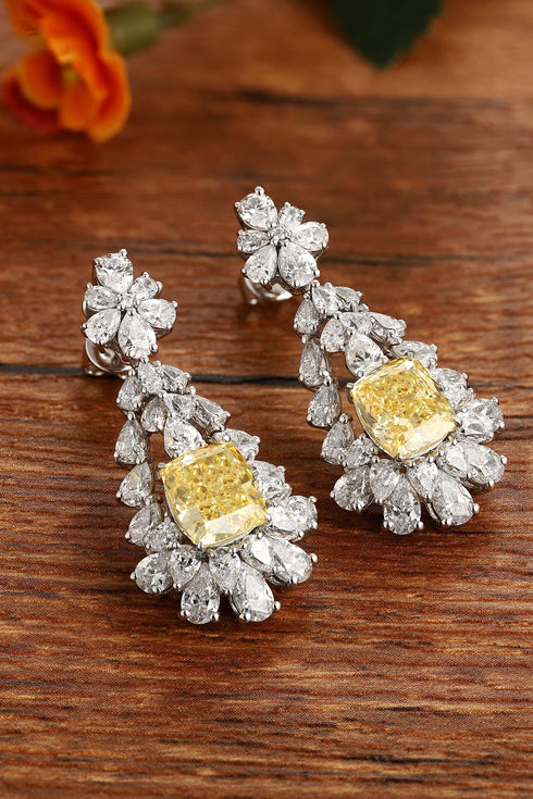 S925 silver imitation yellow and white diamond