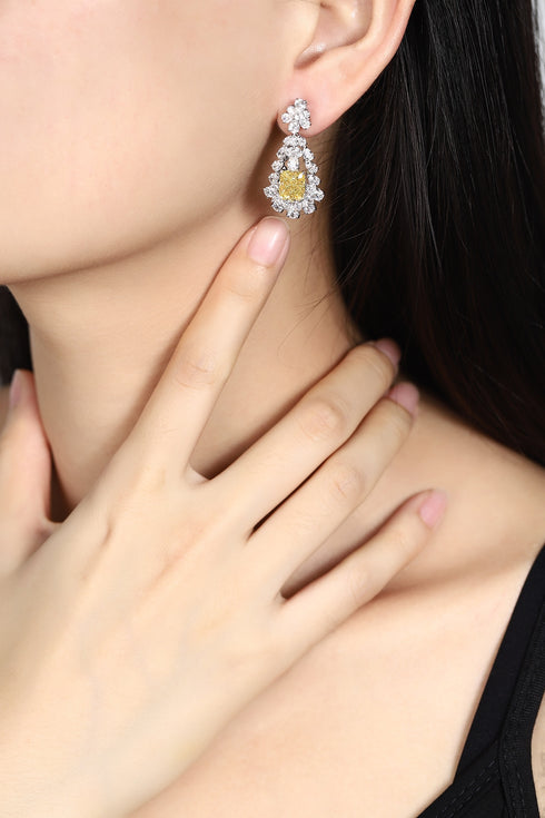 S925 silver imitation yellow and white diamond