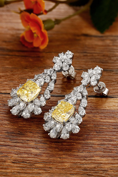 S925 silver imitation yellow and white diamond