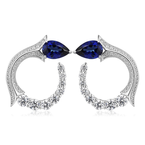 S925 sterling cultured sapphire earrings A