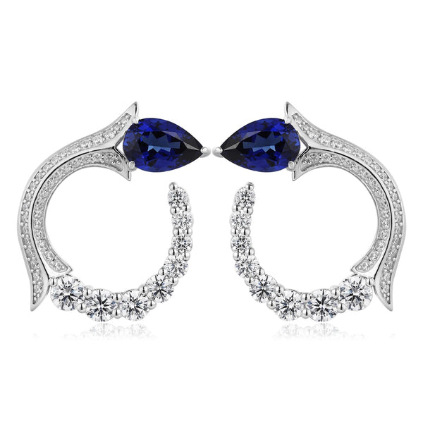 S925 sterling cultured sapphire earrings A
