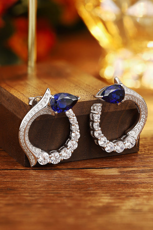 S925 sterling cultured sapphire earrings A