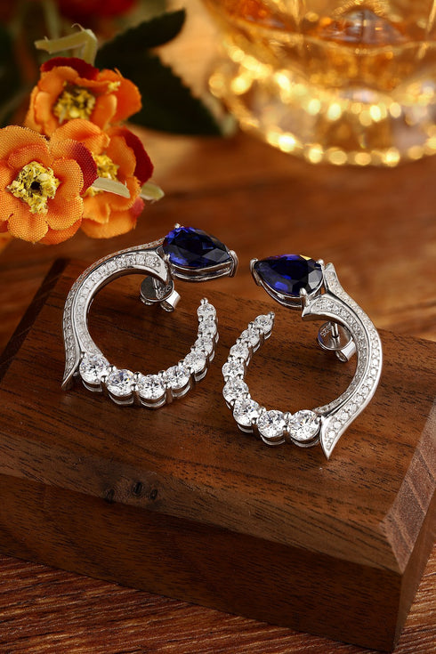 S925 sterling cultured sapphire earrings A