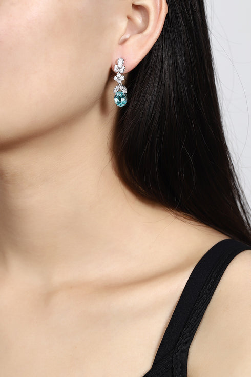 S925 sterling silver cultured Paraiba earrings A 9.23ct