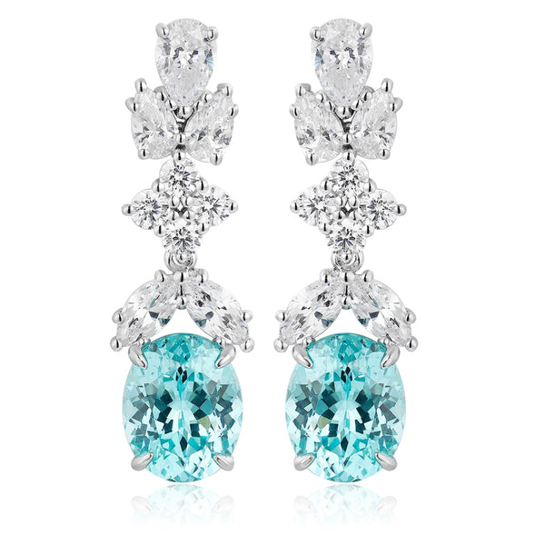 S925 sterling silver cultured Paraiba earrings A 9.23ct