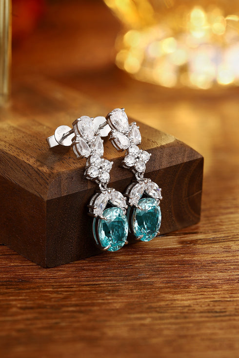 S925 sterling silver cultured Paraiba earrings A 9.23ct