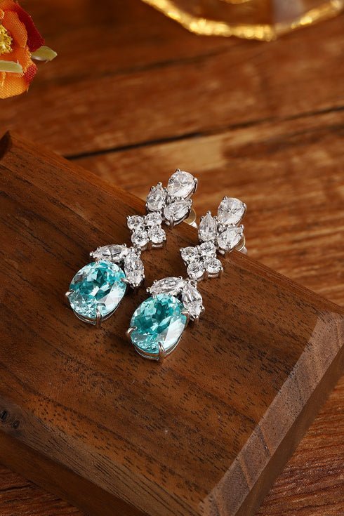 S925 sterling silver cultured Paraiba earrings A 9.23ct