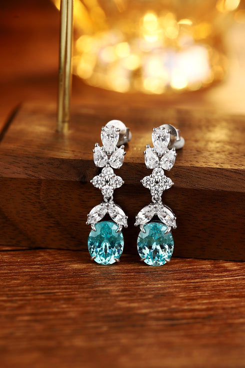 S925 sterling silver cultured Paraiba earrings A 9.23ct