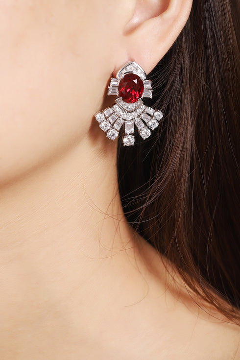 S925 silver cultured red sapphire earrings A 13.47ct