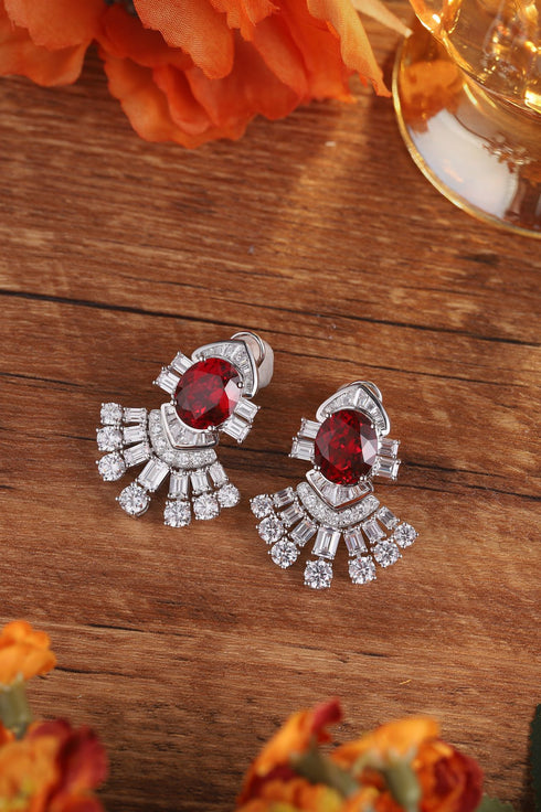 S925 silver cultured red sapphire earrings A 13.47ct