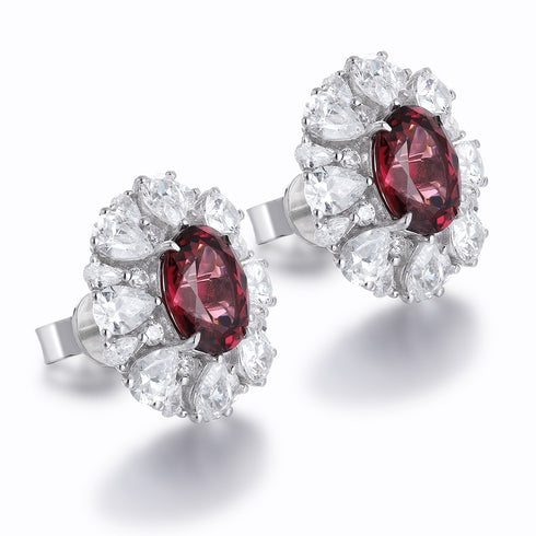 s925 silver natural garnet earrings W