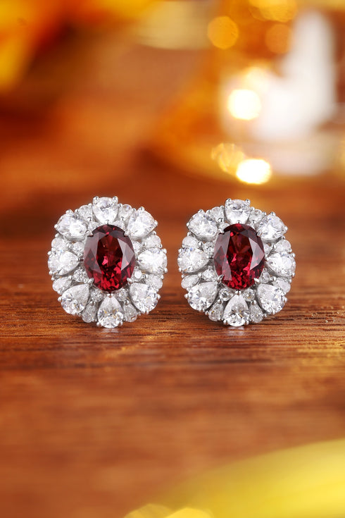 s925 silver natural garnet earrings W