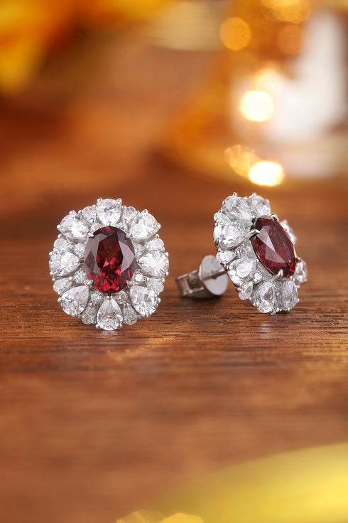 s925 silver natural garnet earrings W