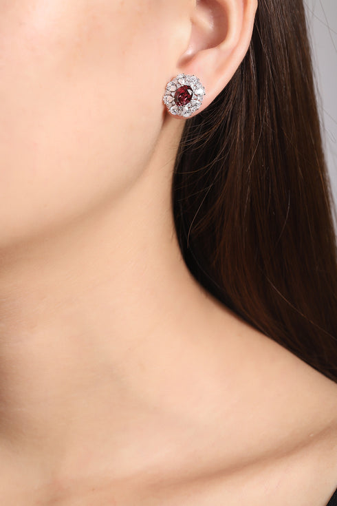s925 silver natural garnet earrings W