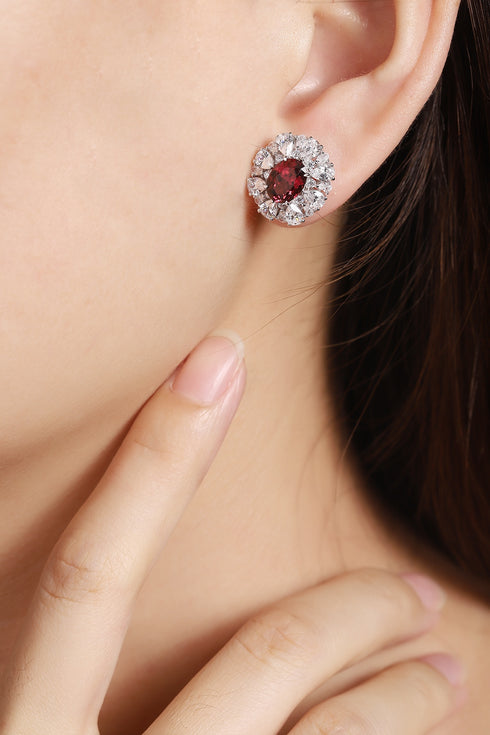 s925 silver natural garnet earrings W