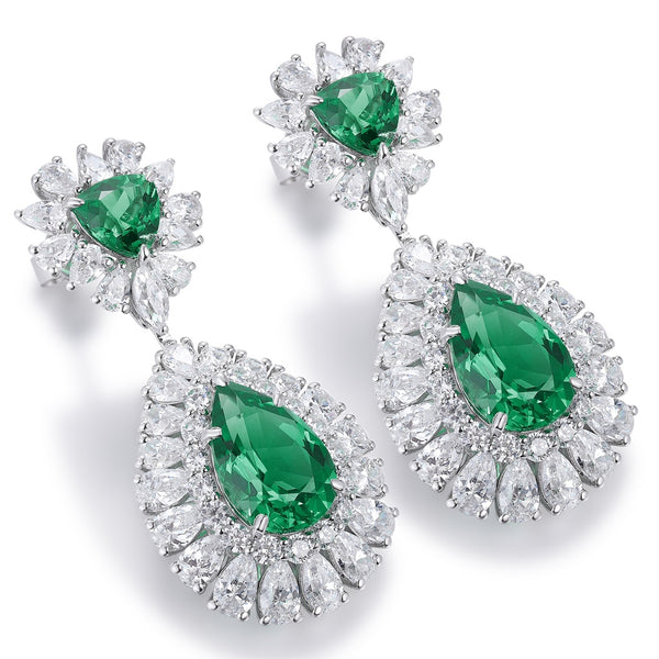 S925 silver cultured emerald earrings W 7.73ct