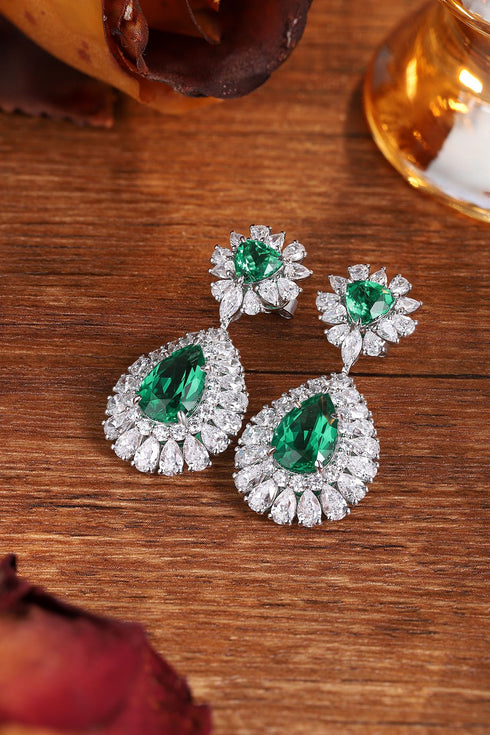 S925 silver cultured emerald earrings W 7.73ct