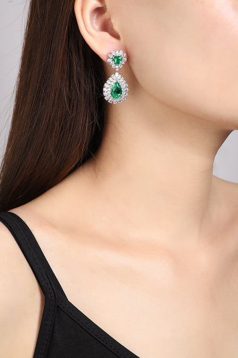 S925 silver cultured emerald earrings W 7.73ct