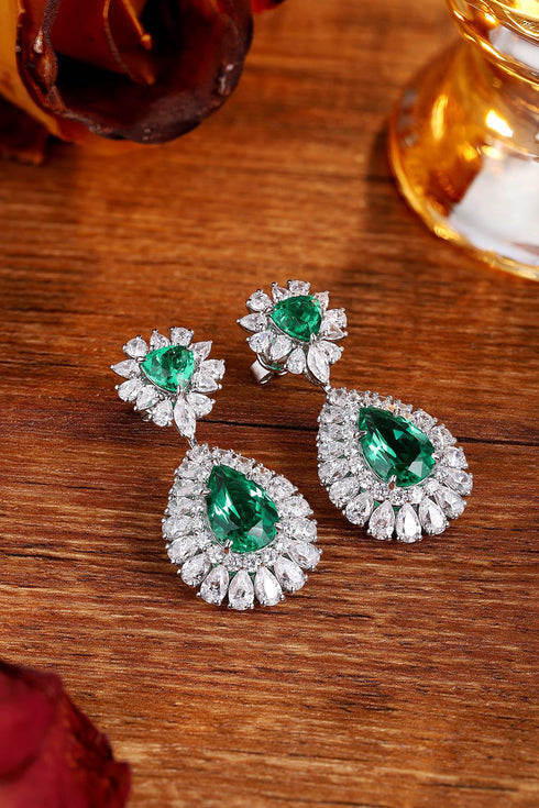S925 silver cultured emerald earrings W 7.73ct