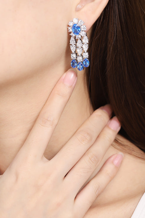 S925 silver cultured cobalt spinel earrings A 11.69ct