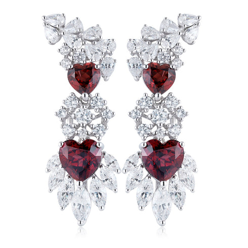 S925 silver natural garnet earrings A 3.22ct