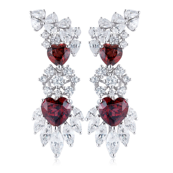 S925 silver natural garnet earrings A 3.22ct