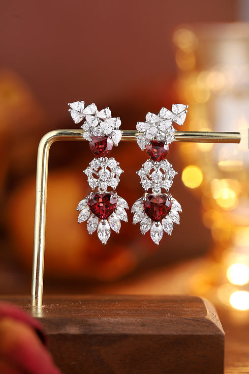 S925 silver natural garnet earrings A 3.22ct