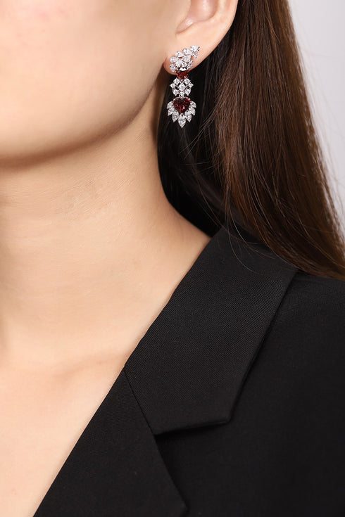 S925 silver natural garnet earrings A 3.22ct