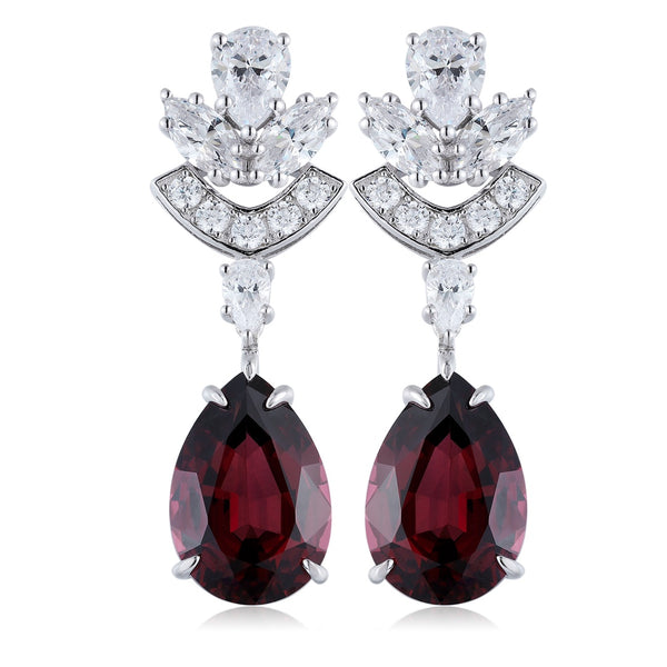 S925 silver natural garnet earrings A 18.22ct