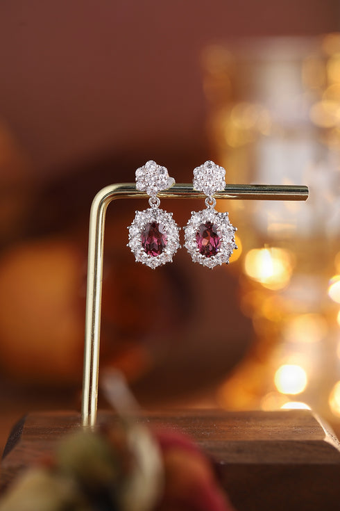 S925 silver natural garnet earrings W 2.07ct