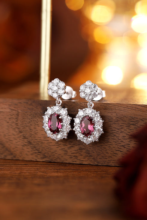 S925 silver natural garnet earrings W 2.07ct