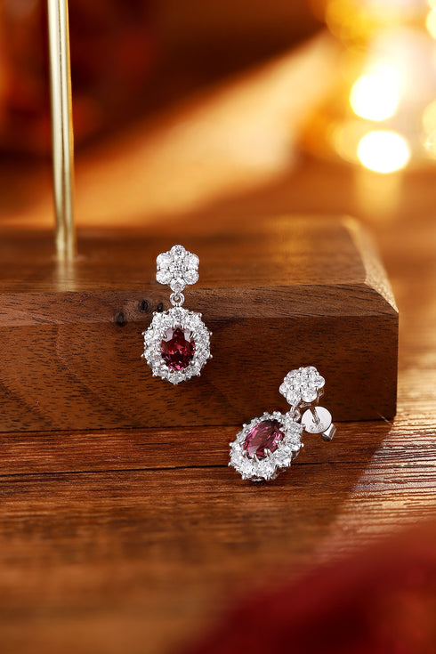 S925 silver natural garnet earrings W 2.07ct