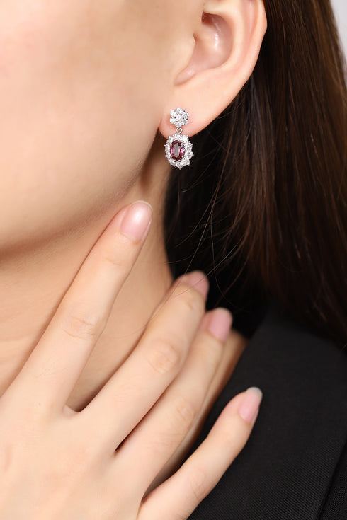 S925 silver natural garnet earrings W 2.07ct