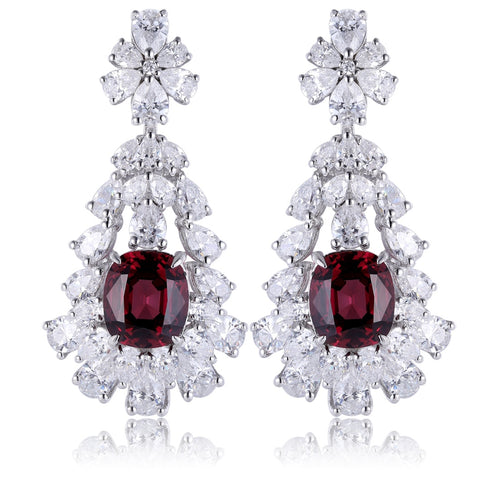 S925 silver natural garnet earrings W 4.63ct