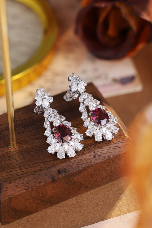 S925 silver natural garnet earrings W 4.63ct