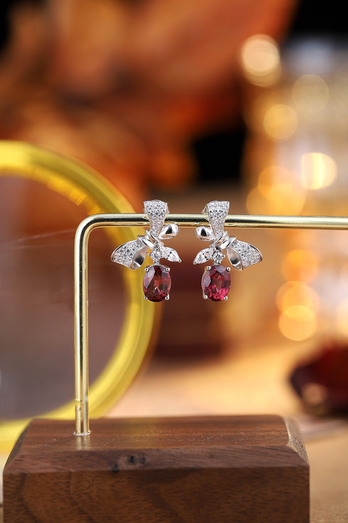 S925 silver natural garnet earrings A 2.5ct