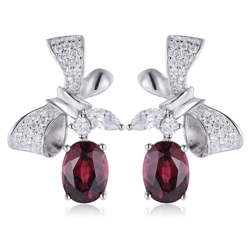 S925 silver natural garnet earrings A 2.5ct