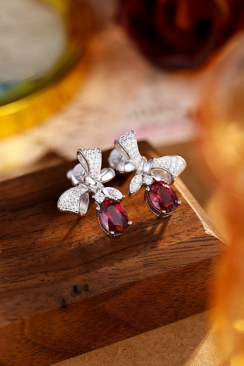 S925 silver natural garnet earrings A 2.5ct