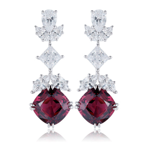 S925 silver natural garnet earrings A 6.64ct
