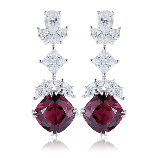 S925 silver natural garnet earrings A 6.64ct