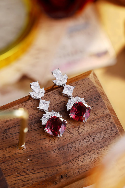 S925 silver natural garnet earrings A 6.64ct