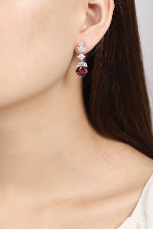 S925 silver natural garnet earrings A 6.64ct