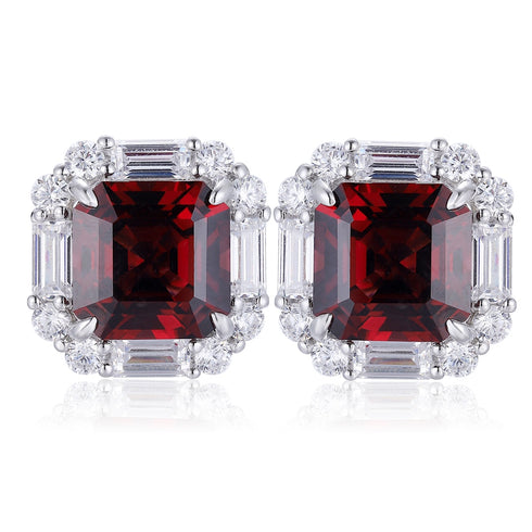 S925 silver natural garnet earrings W 6.22ct