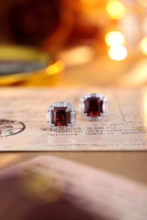 S925 silver natural garnet earrings W 6.22ct