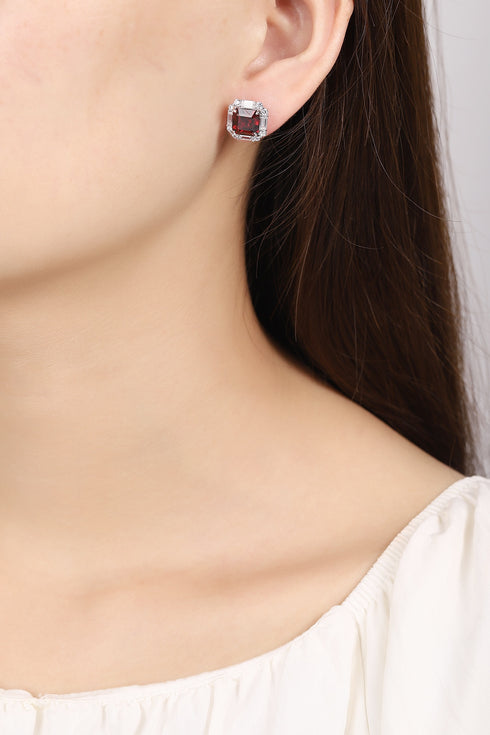 S925 silver natural garnet earrings W 6.22ct