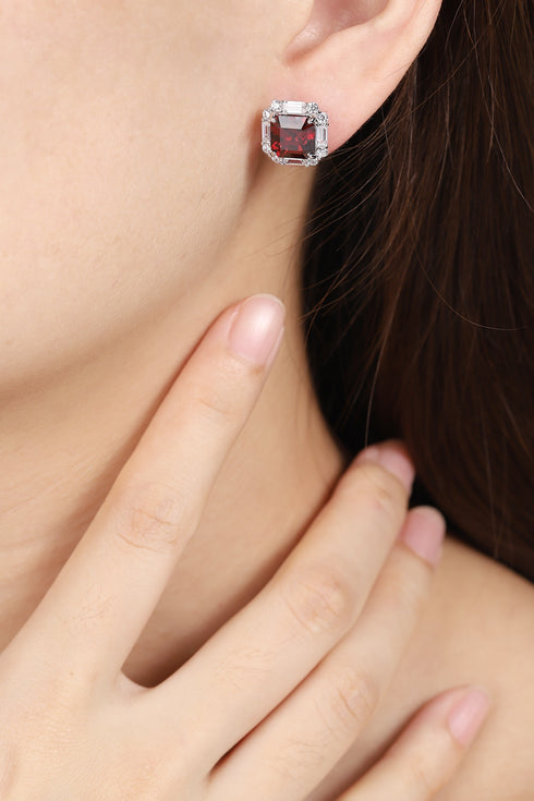 S925 silver natural garnet earrings W 6.22ct