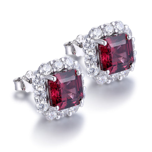 S925 silver natural garnet earrings W 4.17ct