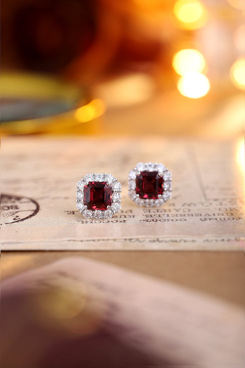 S925 silver natural garnet earrings W 4.17ct