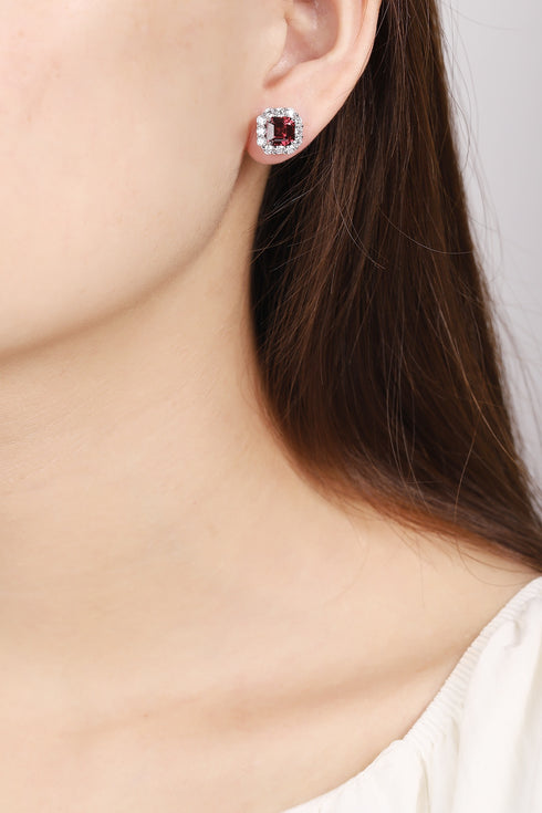 S925 silver natural garnet earrings W 4.17ct